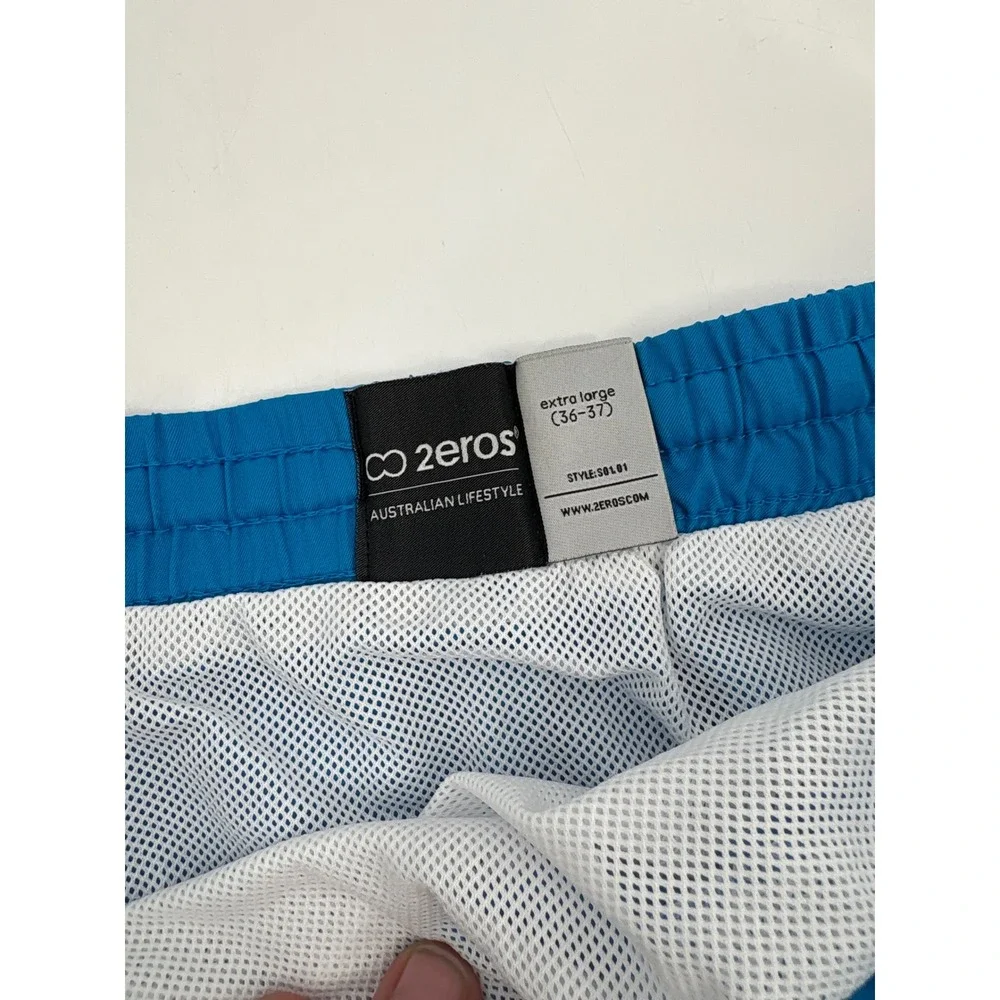 2eros Australian Lifestyle Blue Swim Shorts Trunks XL 36-37 Retro Dolphin Hem